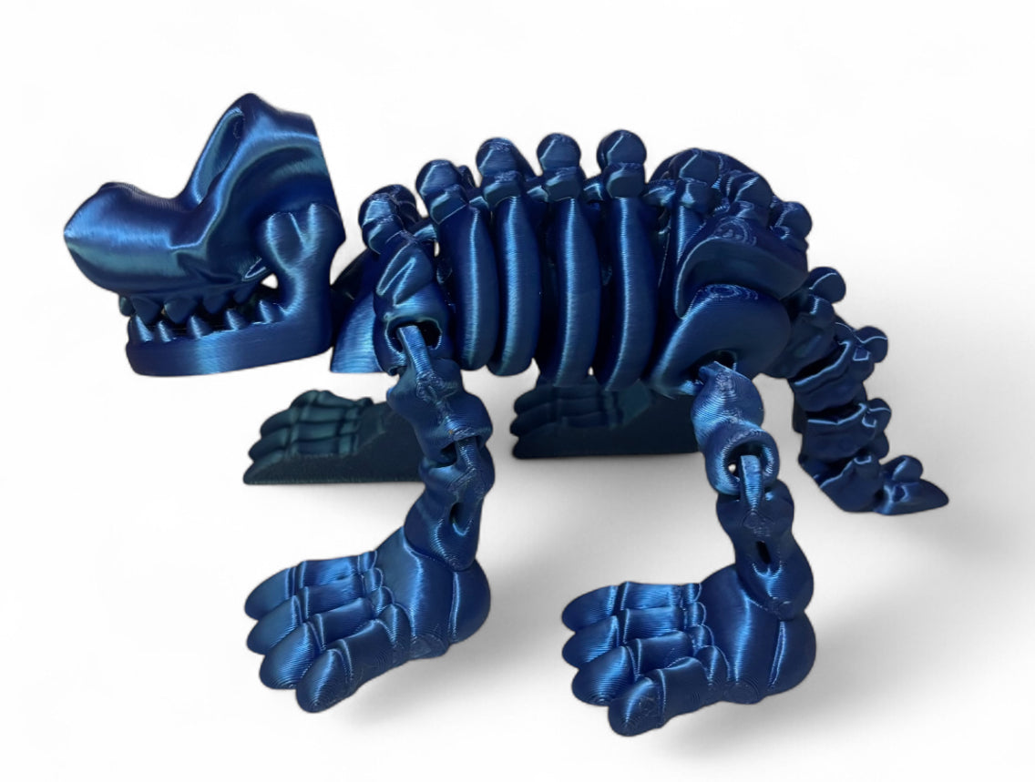 3D printed 8" Skeleton Dog - Blue Silk