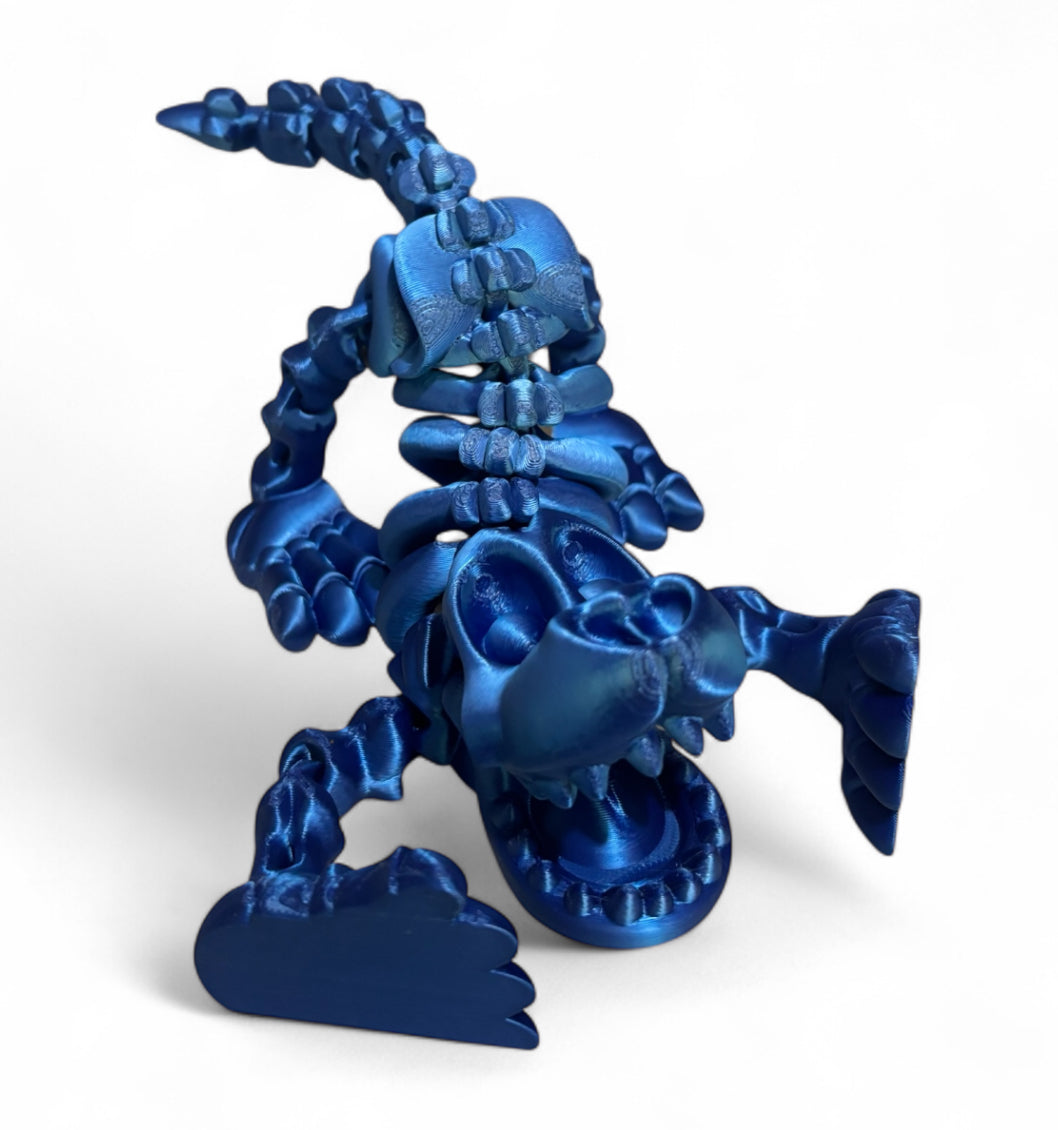 3D printed 8" Skeleton Dog - Blue Silk