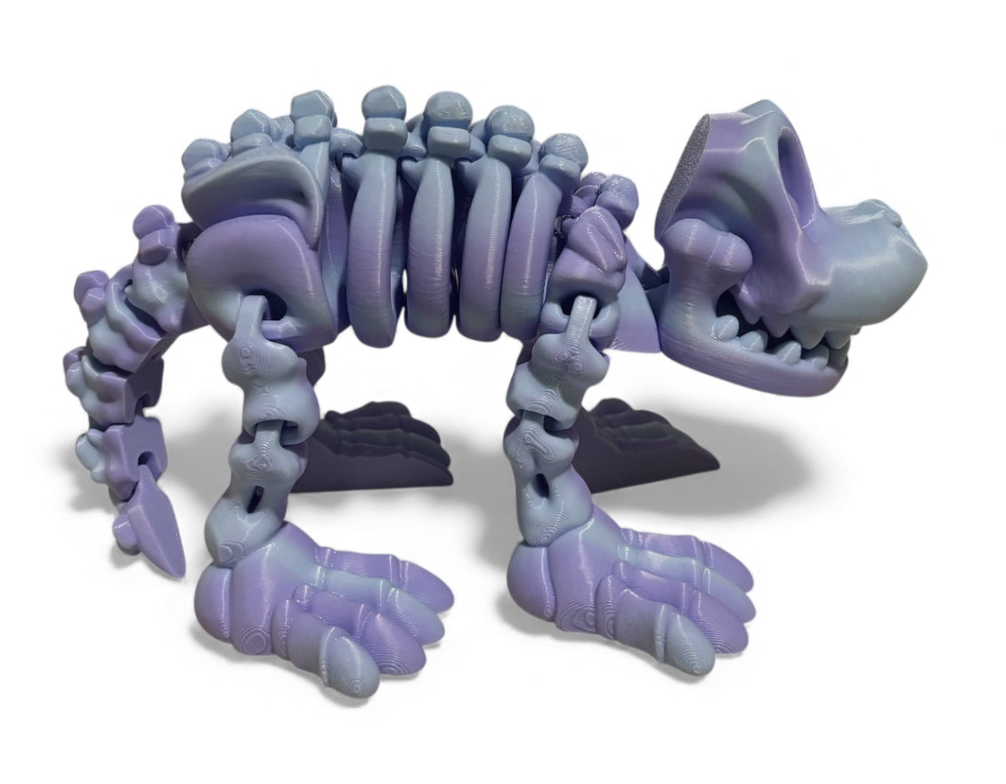 3D printed 8" Skeleton Dog - Blueberry Bubble Gum