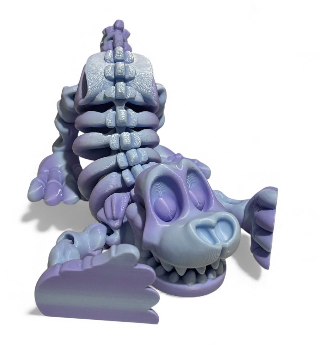 3D printed 8" Skeleton Dog - Blueberry Bubble Gum