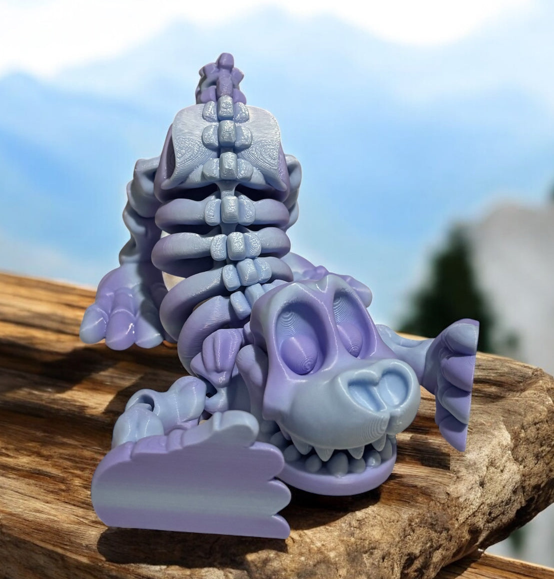 3D printed 8" Skeleton Dog - Blueberry Bubble Gum