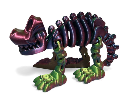 3D printed 8" Skeleton Dog - Blue/Green/Purple
