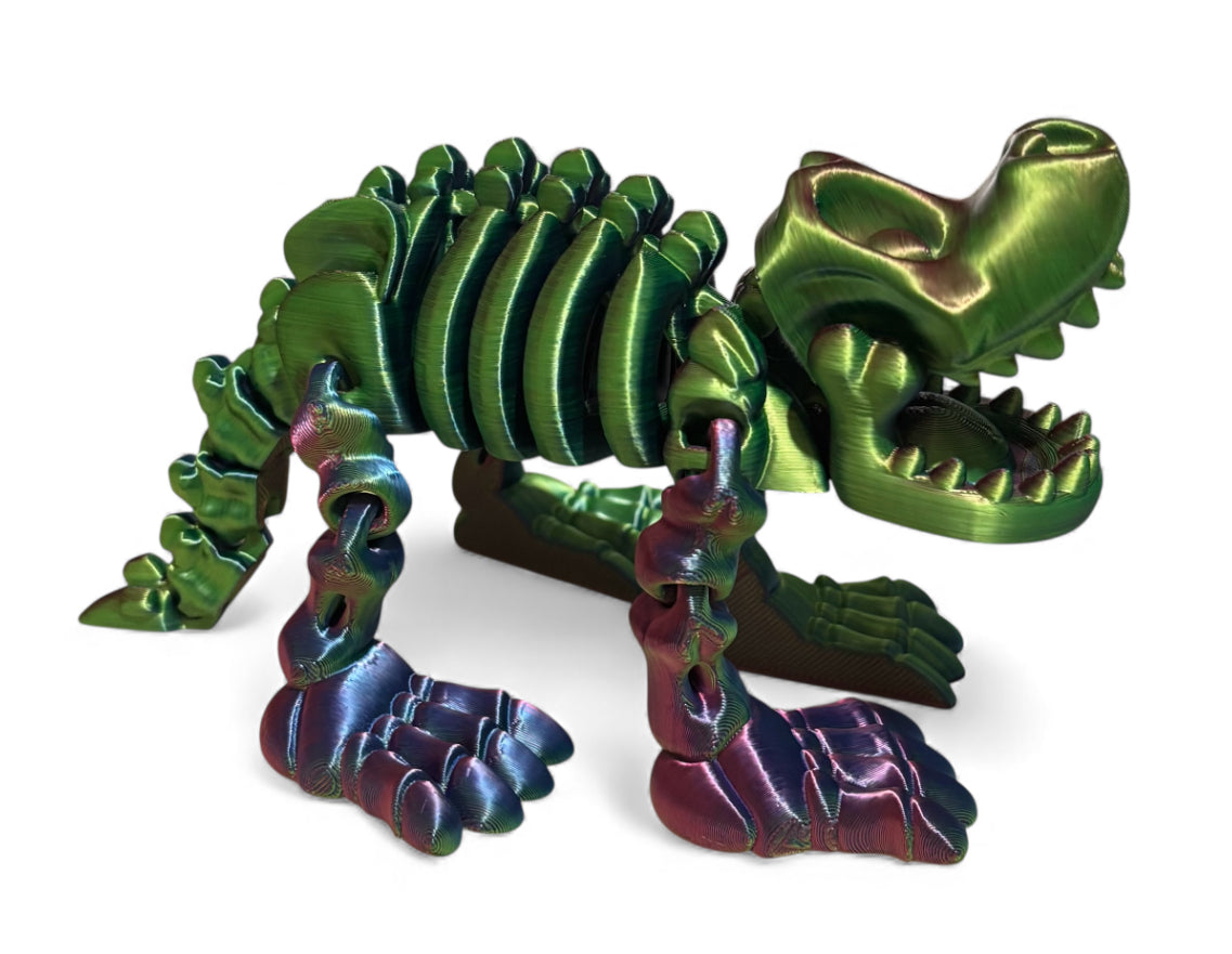 3D printed 8" Skeleton Dog - Blue/Green/Purple