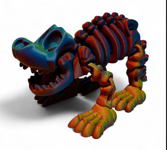 3D printed 8" Skeleton Dog - Neon