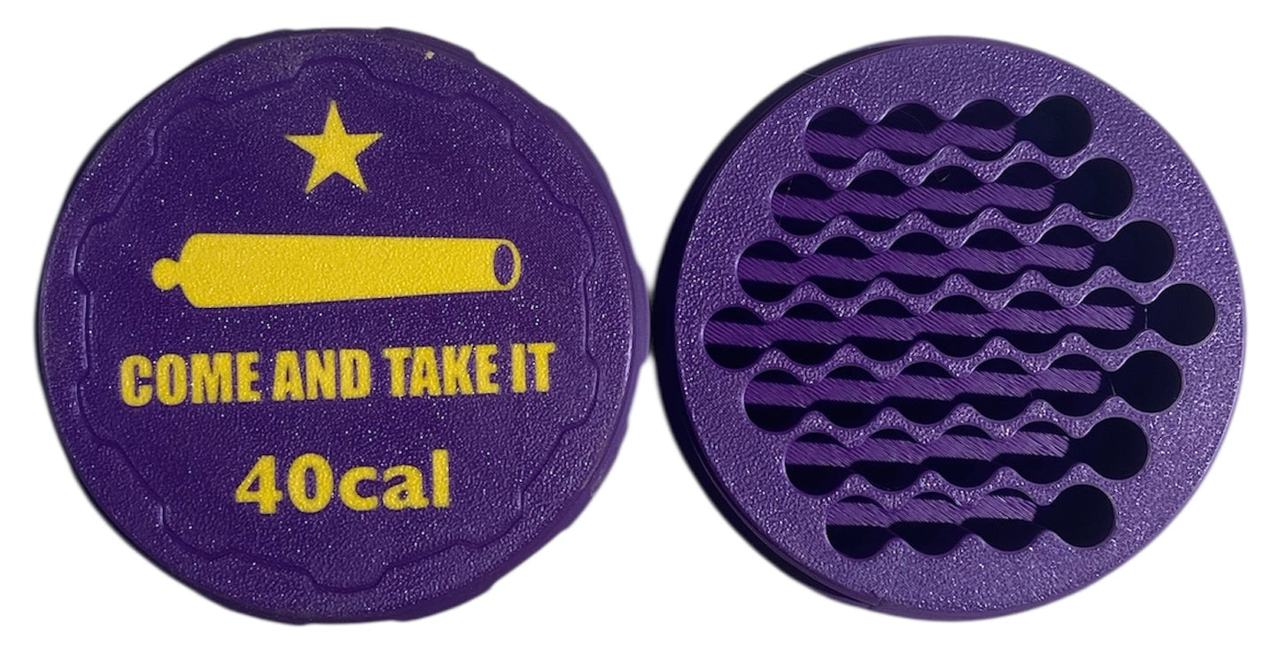 40cal 4-1/4" Ammo Can II - Come and Take It Lid - Purple w/Yellow