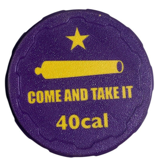 40cal 4-1/4" Ammo Can II - Come and Take It Lid - Purple w/Yellow