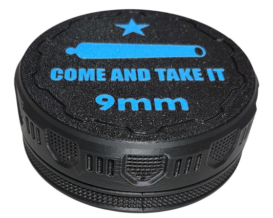 9mm 4-1/4" Ammo Can II - Come and Take It Lid - Black w/Cyan