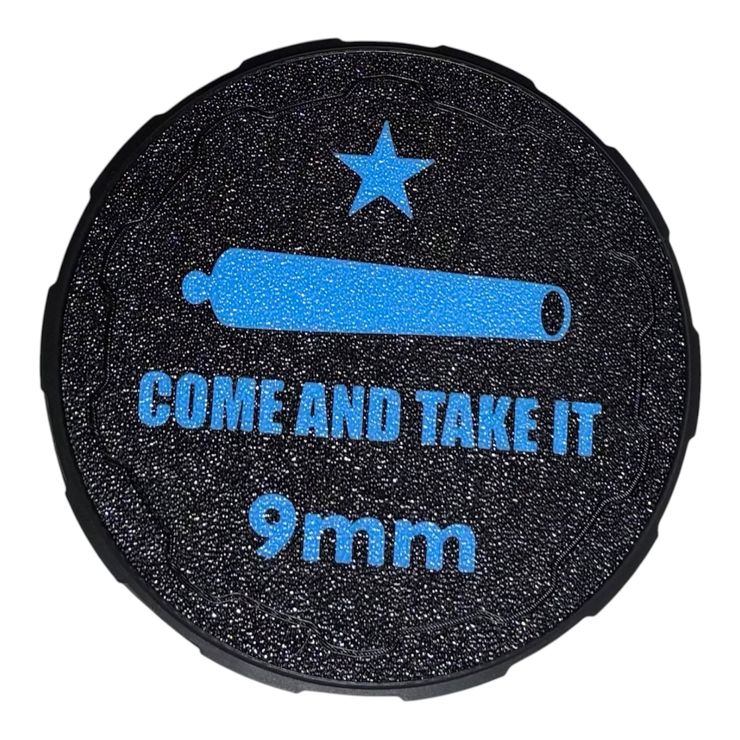 9mm 4-1/4" Ammo Can II - Come and Take It Lid - Black w/Cyan