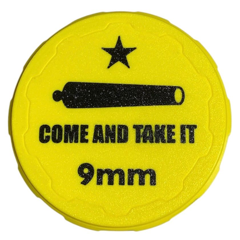 9mm 4-1/4" Ammo Can II - Come and Take It Lid - Yellow w/Black