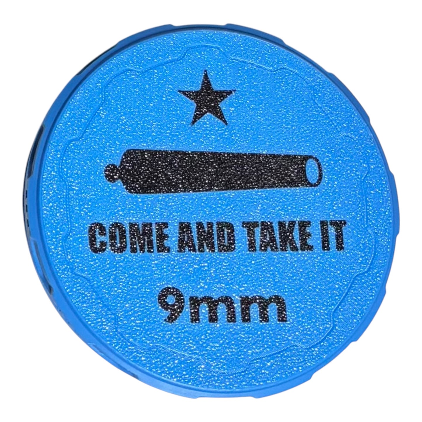 9mm 4-1/4" Ammo Can II - Come and Take It Lid - Cyan w/Black