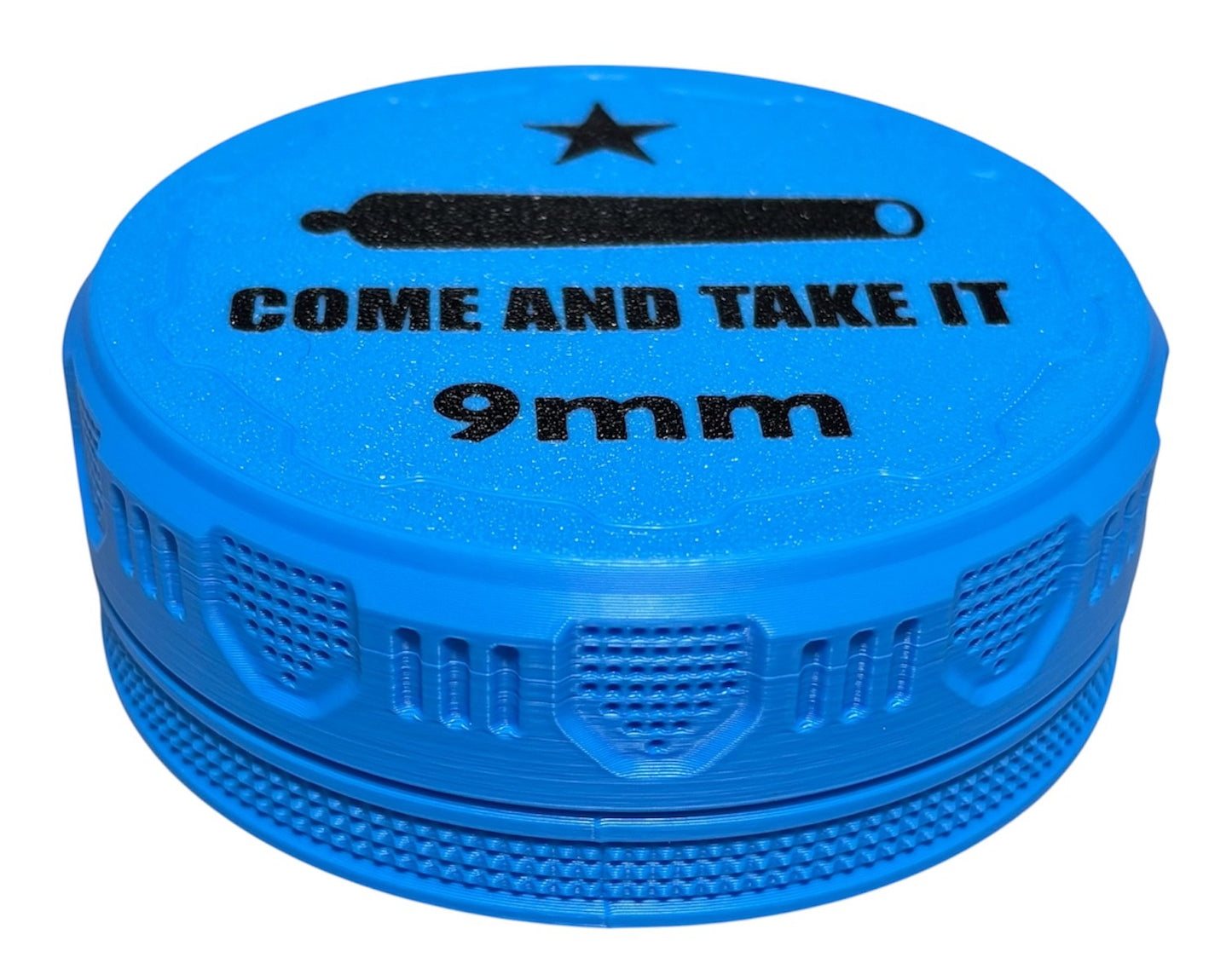 9mm 4-1/4" Ammo Can II - Come and Take It Lid - Cyan w/Black
