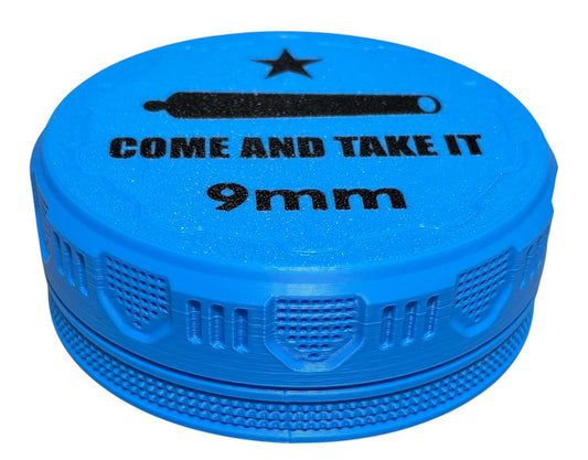 9mm 4-1/4" Ammo Can II - Come and Take It Lid - Cyan w/Black