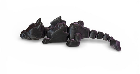3D printed 4" Lazy Dragon, Purple and Black