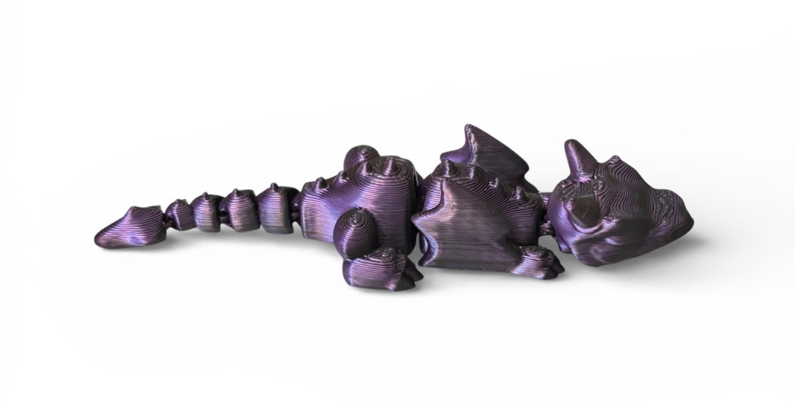3D printed 4" Lazy Dragon, Purple and Black