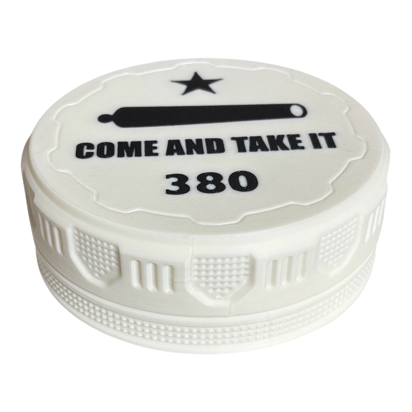 380 4-1/4" Ammo Can II - Come and Take It Lid - White w/Black