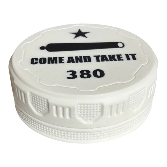 380 4-1/4" Ammo Can II - Come and Take It Lid - White w/Black