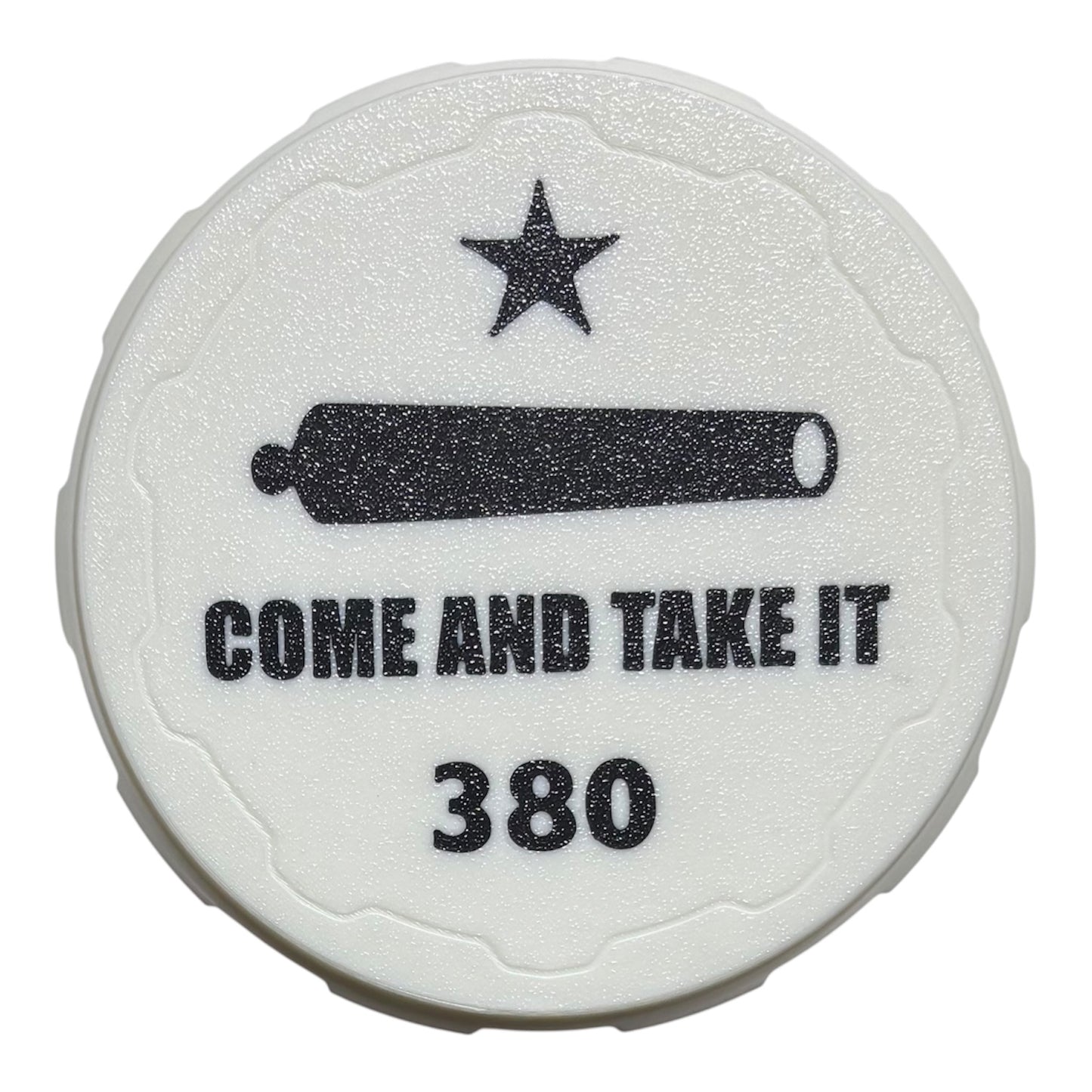 380 4-1/4" Ammo Can II - Come and Take It Lid - White w/Black