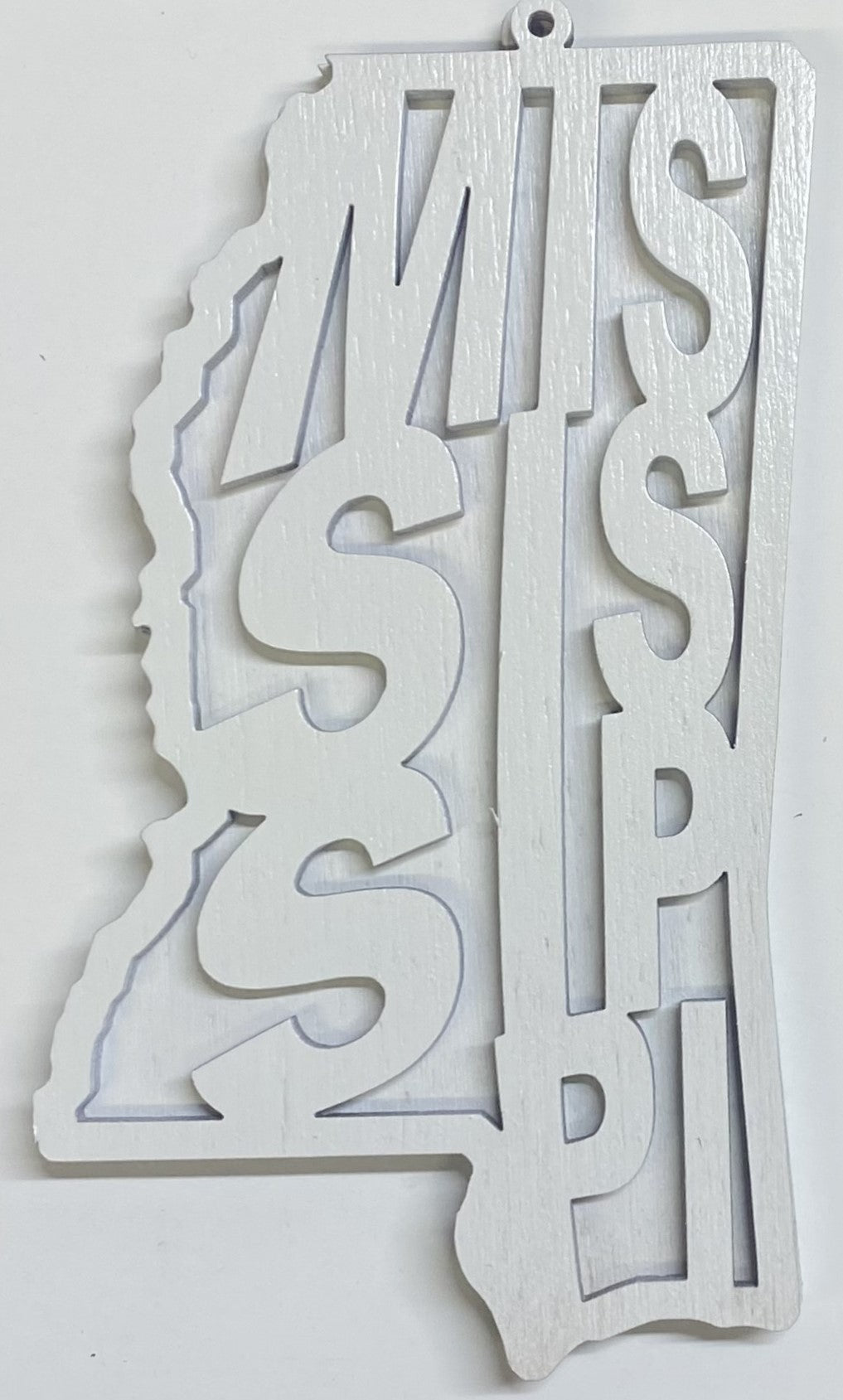 Mississippi Wood Ornament - White over White