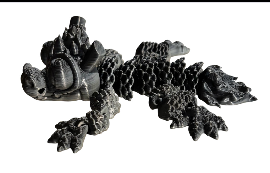 3D printed - 3" Chinese Dragon - White/Black