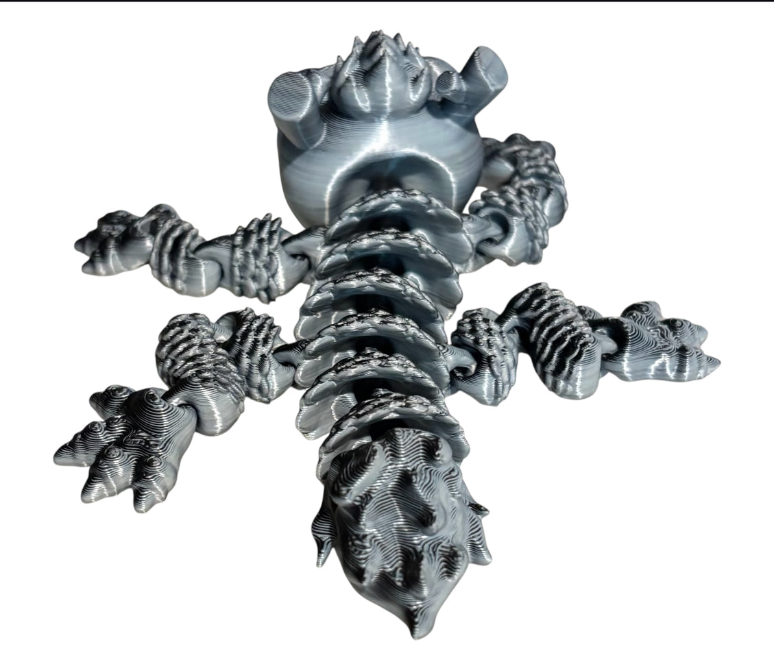 3D printed - 3" Chinese Dragon - White/Black