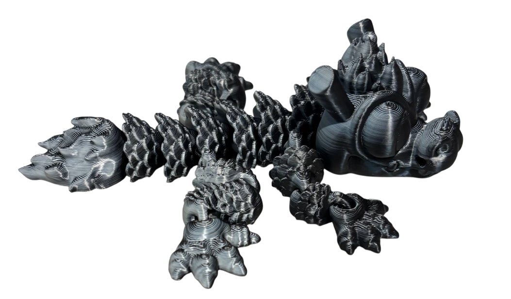 3D printed - 3" Chinese Dragon - White/Black
