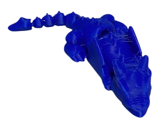 3D printed Lazy Dragon - 8-1/4" - Klein Blue