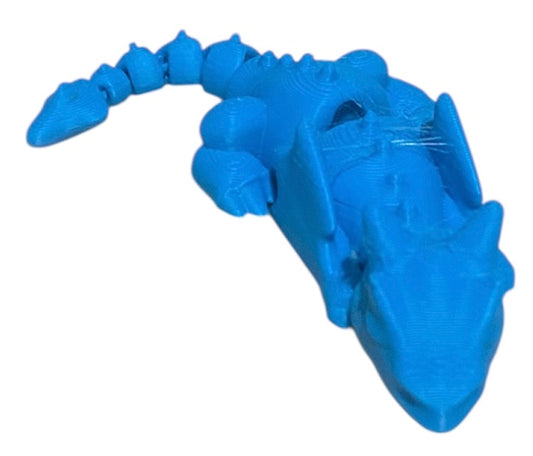 3D printed Lazy Dragon - 8-1/4" - Cyan