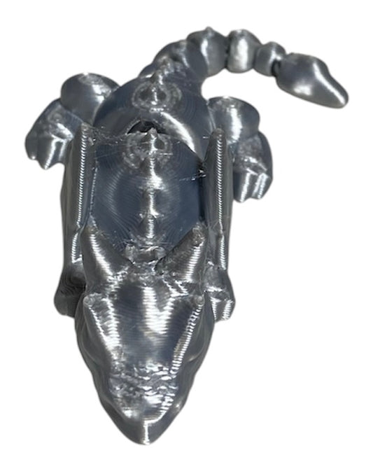 3D printed 4" Lazy Dragon, Silver Silk