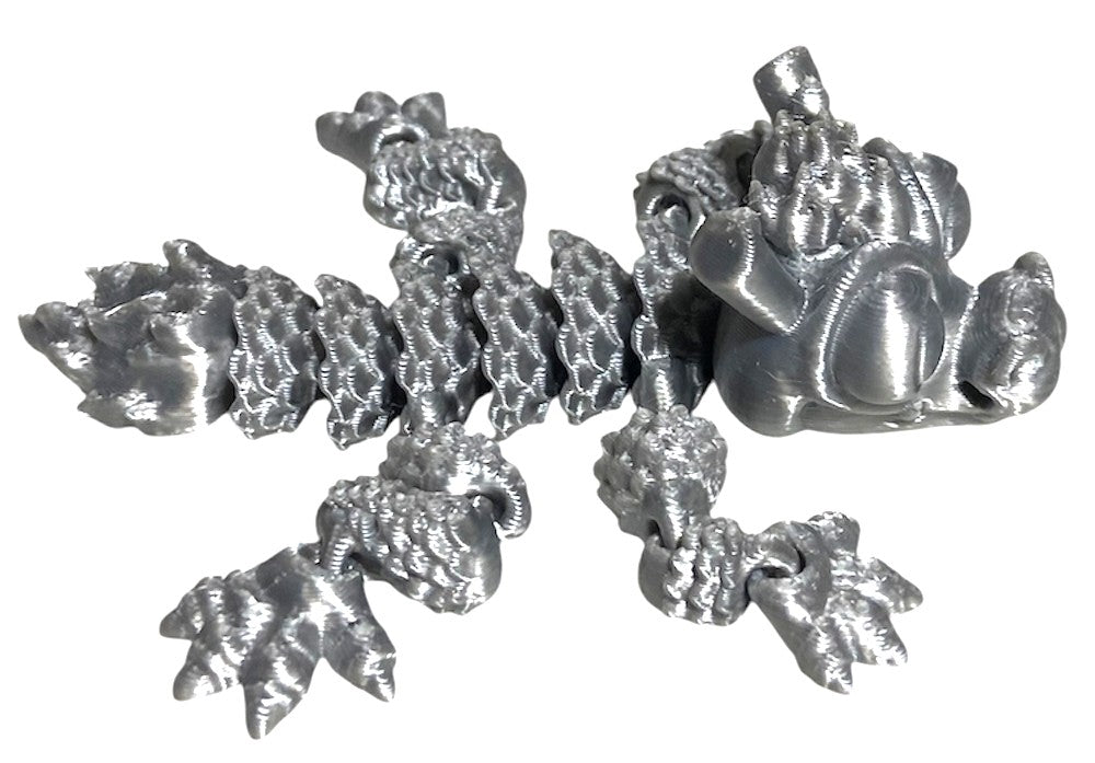 3D printed - 5" Chinese Dragon - Silver SIlk