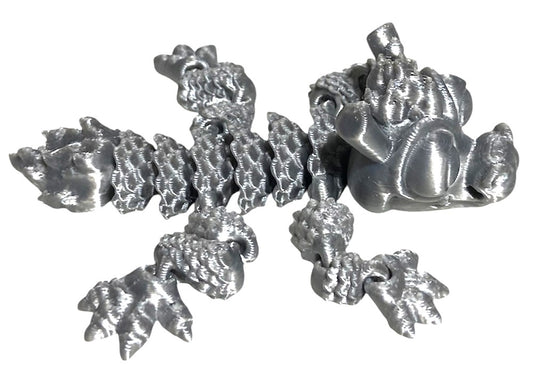 3D printed - 5" Chinese Dragon - Silver SIlk