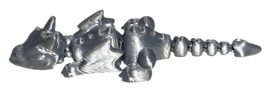 3D printed Lazy Dragon - 8-1/4" - Silver Silk