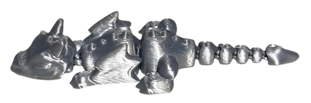 3D printed 4" Lazy Dragon, Silver Silk