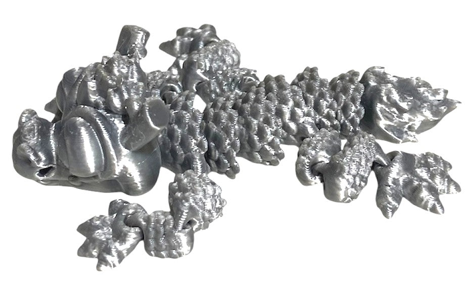 3D printed - 5" Chinese Dragon - Silver SIlk