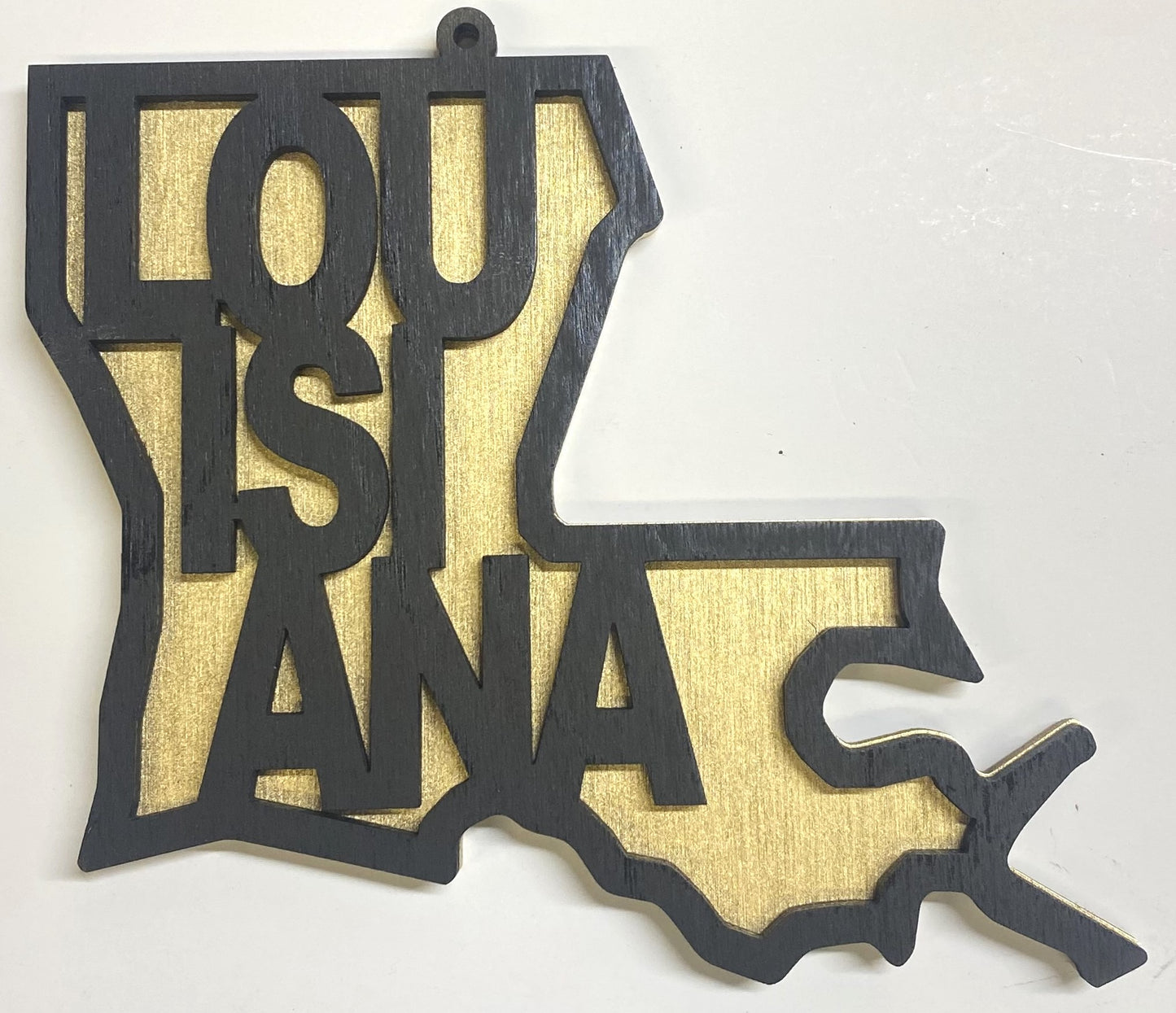 Louisiana Wood Ornament - Black over Gold