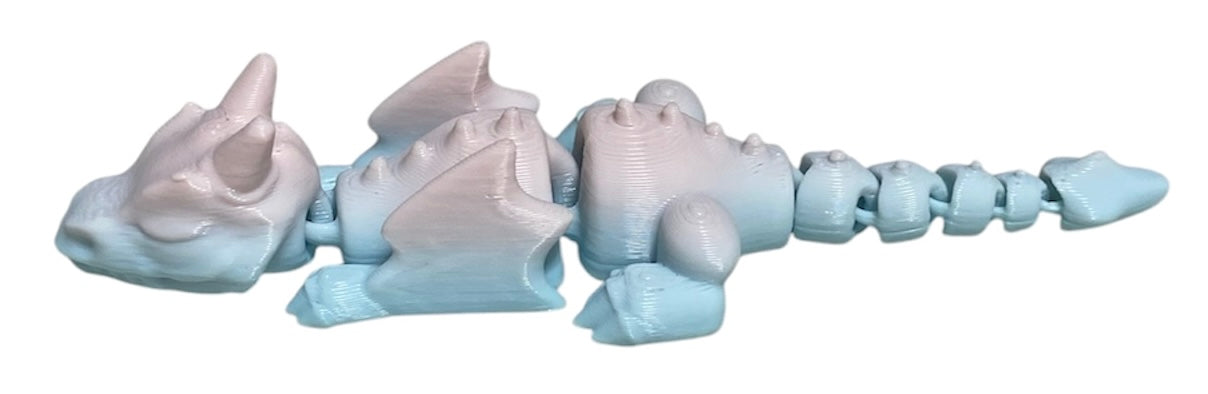 3D printed 4" Lazy Dragon, Cotton Candy