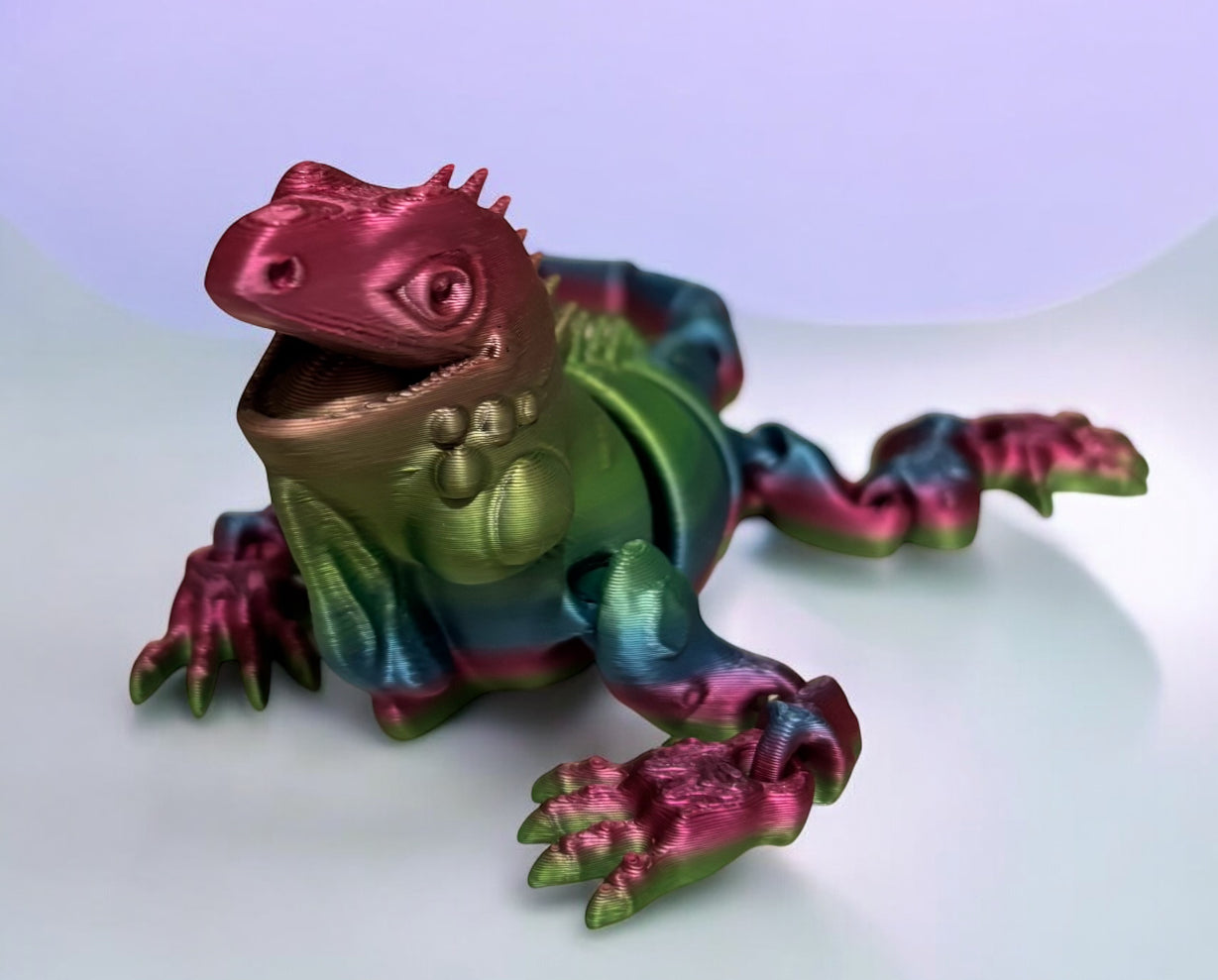 3D Printed - 8" Iguana - Rainbow 06
