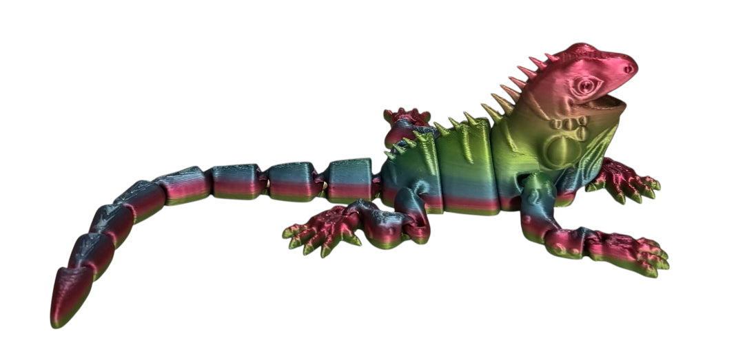 3D Printed - 8" Iguana - Rainbow 06