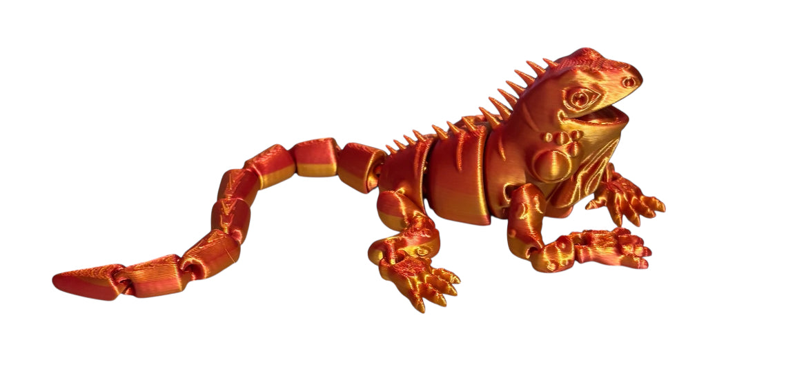 3D Printed - 12" Iguana - Red / Gold