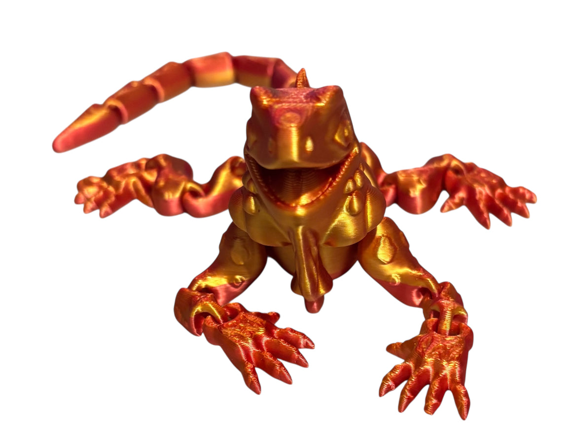 3D Printed - 12" Iguana - Red / Gold
