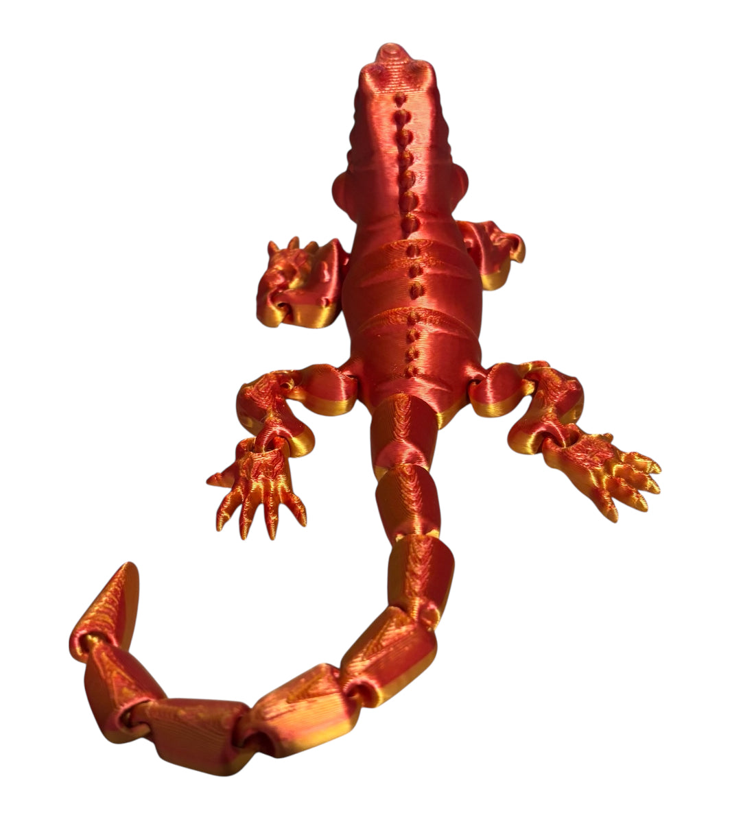 3D Printed - 12" Iguana - Red / Gold
