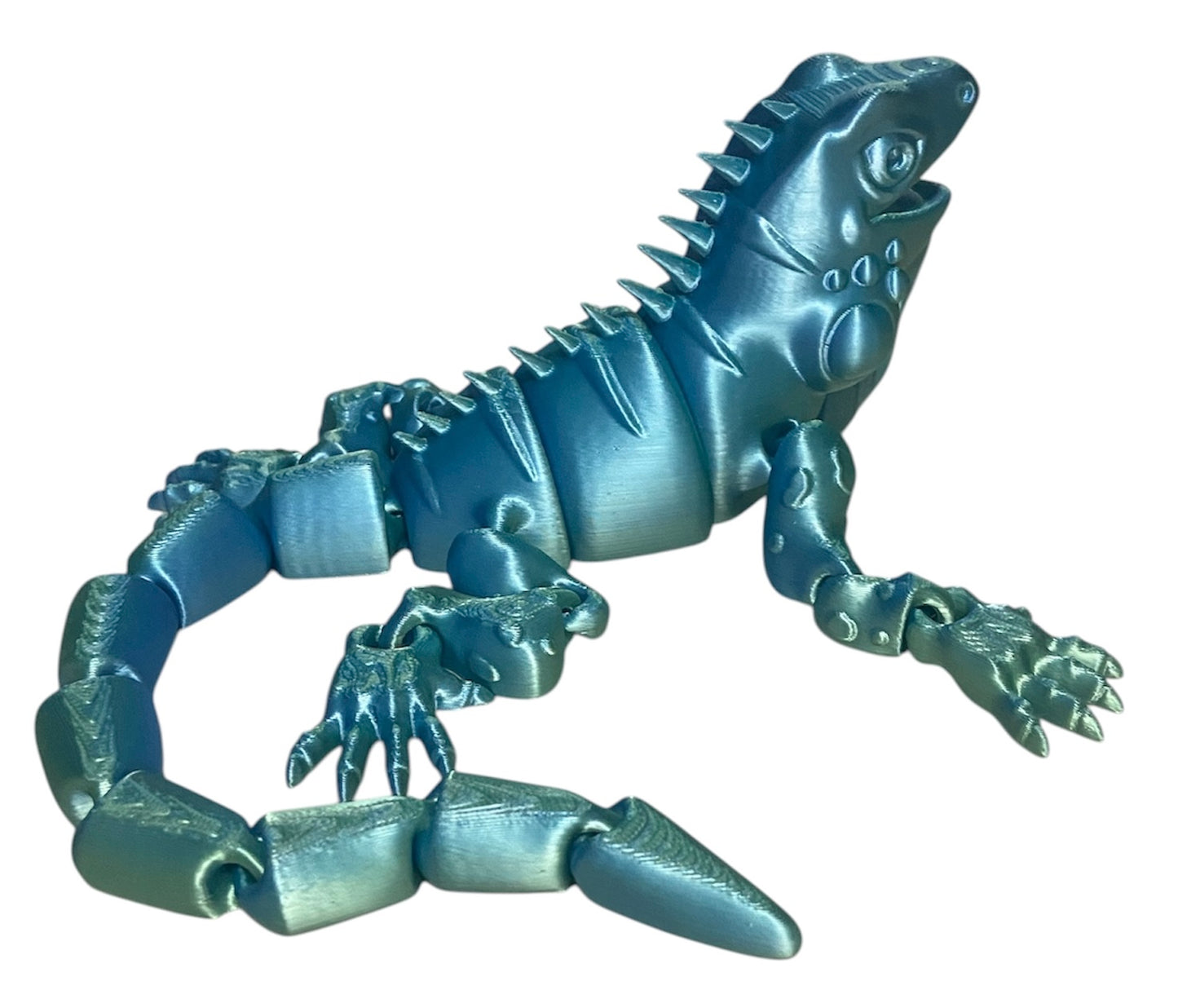 3D Printed - 8" Iguana - Blue / Green