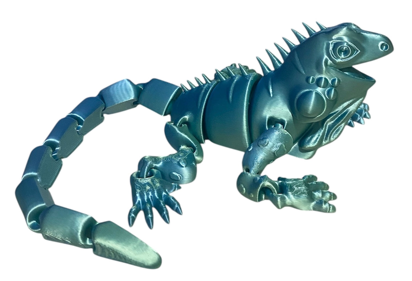 3D Printed - 8" Iguana - Blue / Green