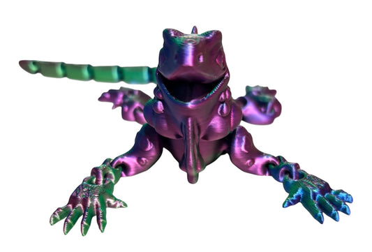3D Printed - 8" Iguana - Blue / Green / Purple
