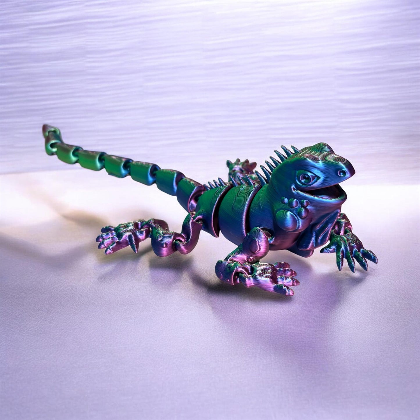 3D Printed - 8" Iguana - Blue / Green / Purple