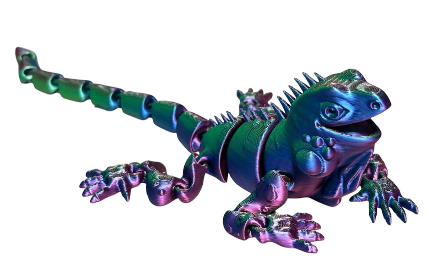 3D Printed - 8" Iguana - Blue / Green / Purple