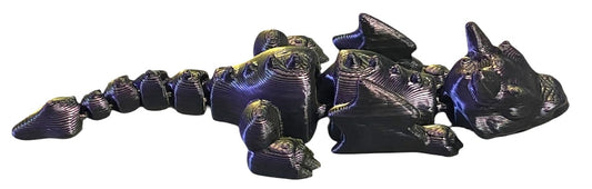 3D printed 4" Lazy Dragon Black / Gold / Purple