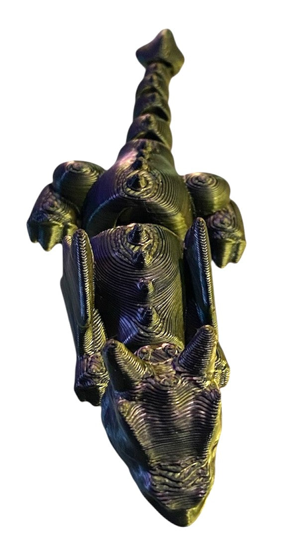 3D printed 4" Lazy Dragon Black / Gold / Purple