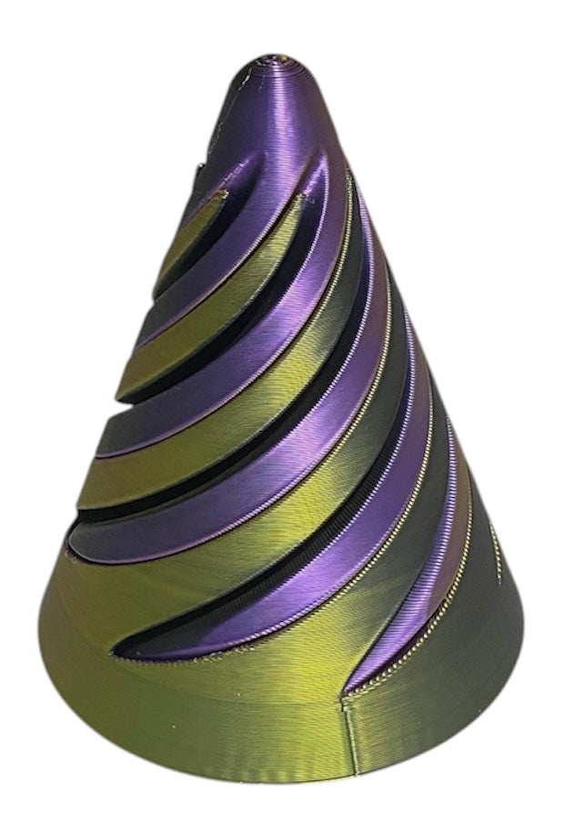 Pass Through Fidget Cone - 2-1/2" x 2" - Black/Gold/Purple