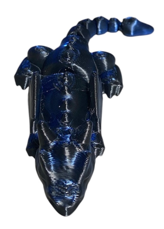 3D printed Lazy Dragon - 8-1/4" - Blue / Black