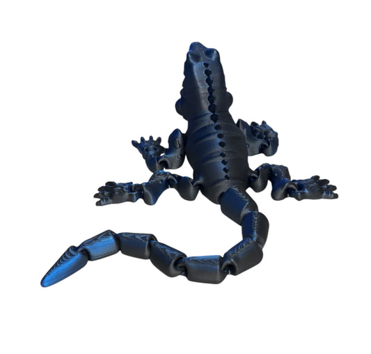 3D Printed - 8" Iguana - Blue / Black